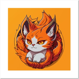 Fire Elemental Cat Posters and Art